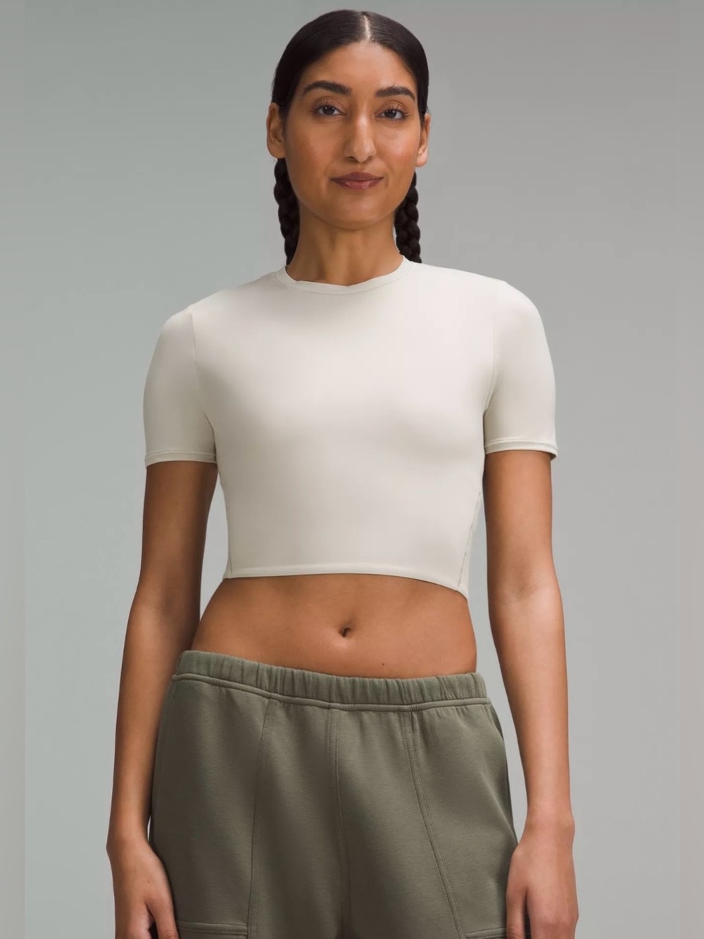 Lululemon Wundermost Ultra-Soft Nulu Crewneck Cropped T-Shirt - Mojave Tan